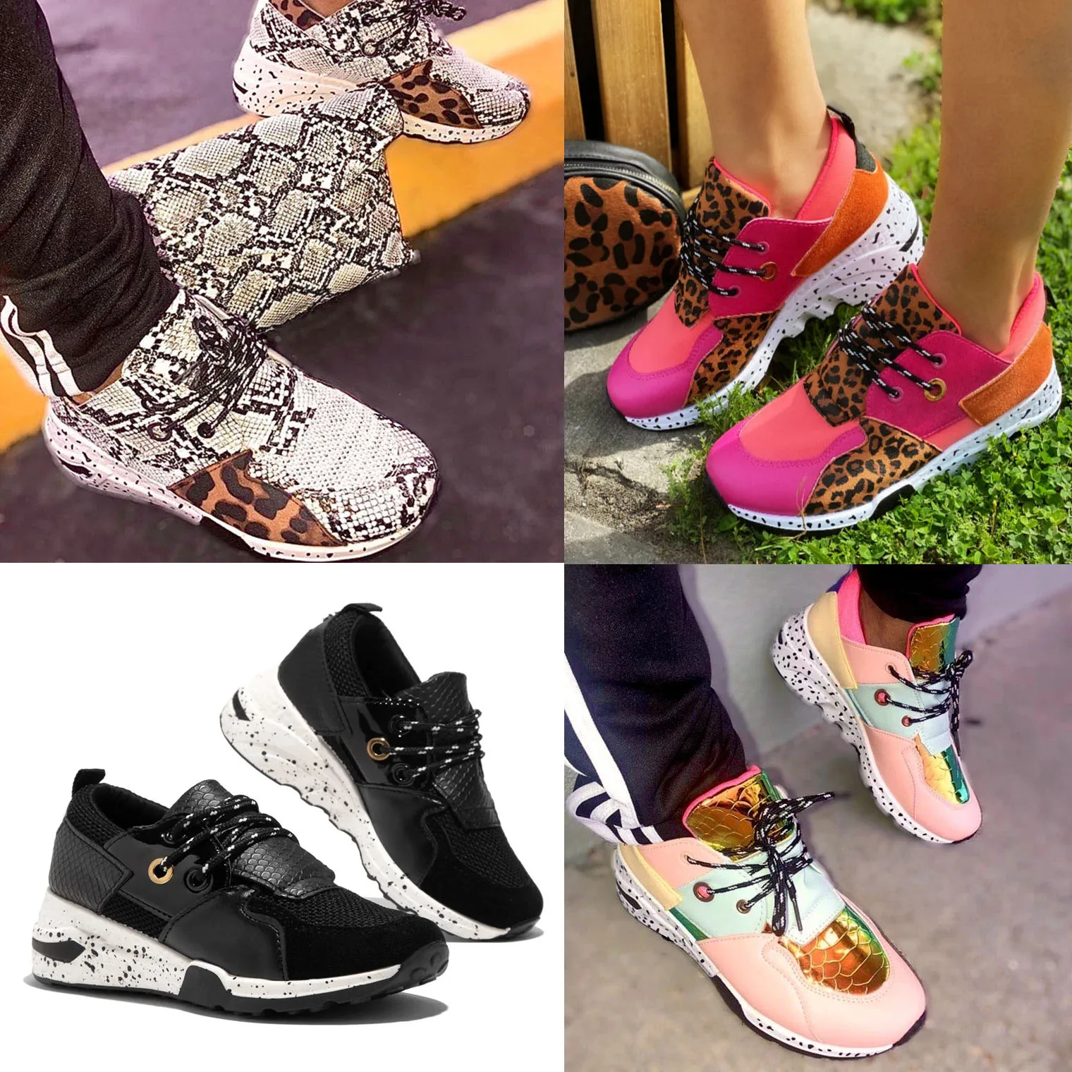 Женские кроссовки на танкетке из искусственной замши с цветными блоками размера