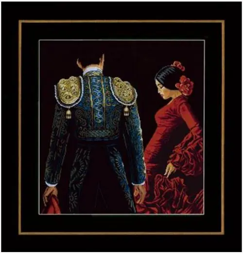 

Черный тканевый шикарный комплект для вышивки крестиком танцы в Passion Lan 0150003 испанский человек и женщина танцы