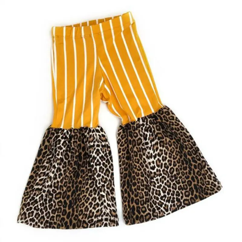 От 1 до 6 лет для маленьких девочек Брюки клеш Одежда в полоску Леопардовые