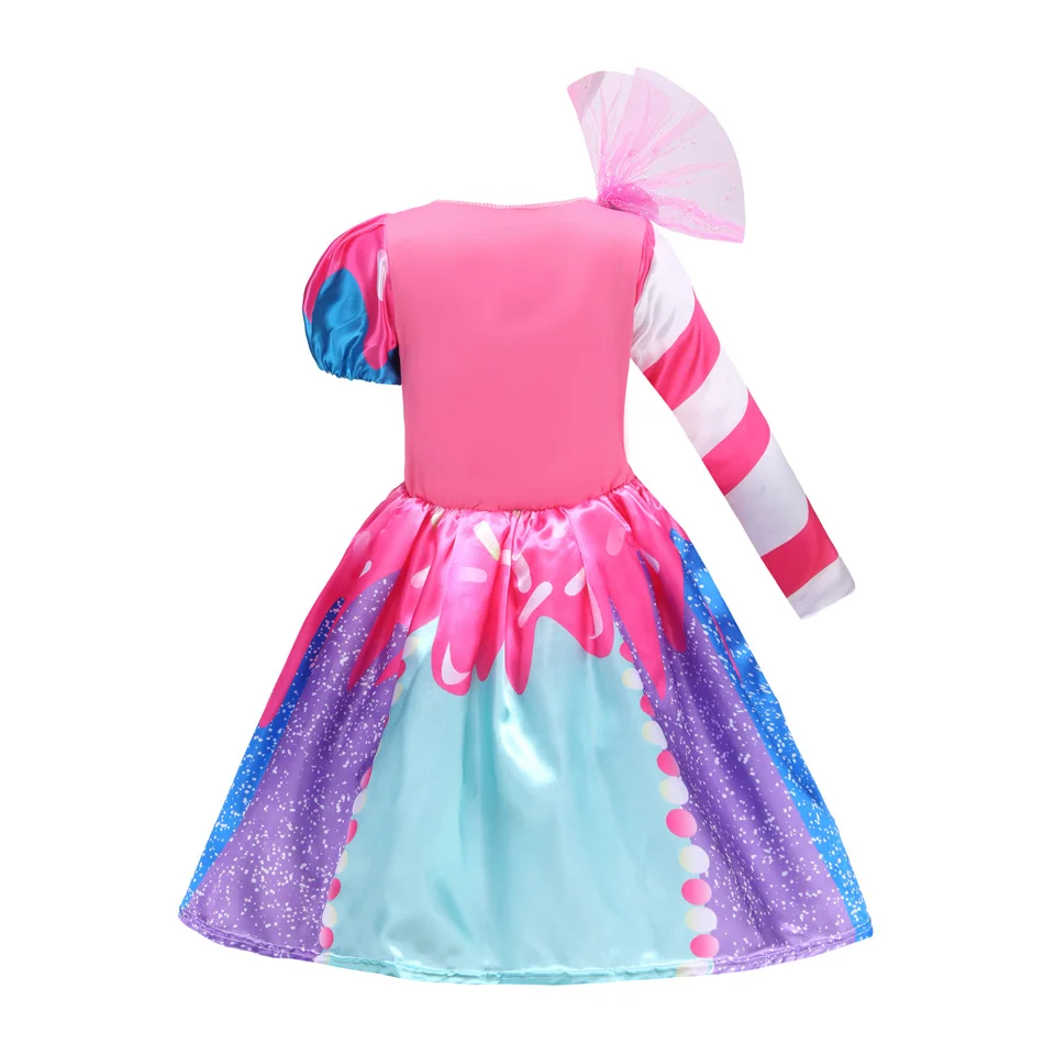 Girls Birthday Lollipop Fantasy Dress Children Carnival Rainbow Candy Costume Princess Party Frock The Festival of Purim