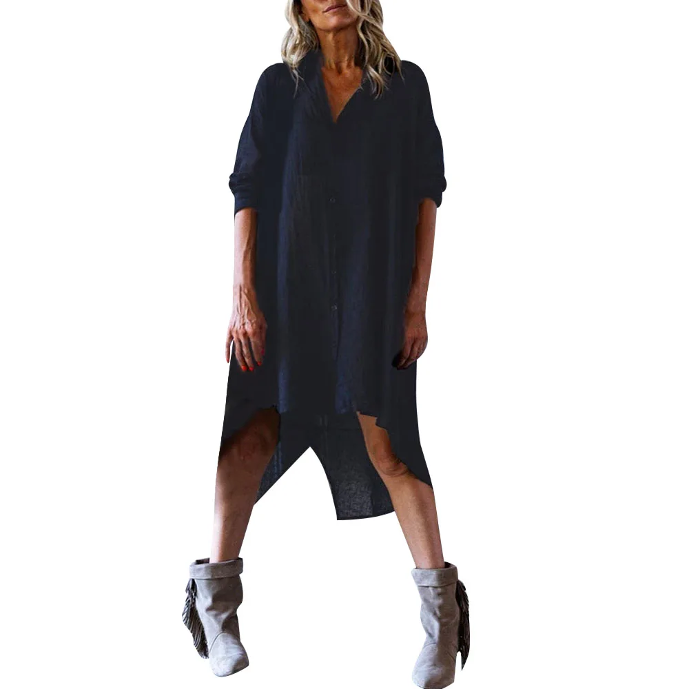 Модное женское платье с длинным рукавом рубашка Женская офисная одежда