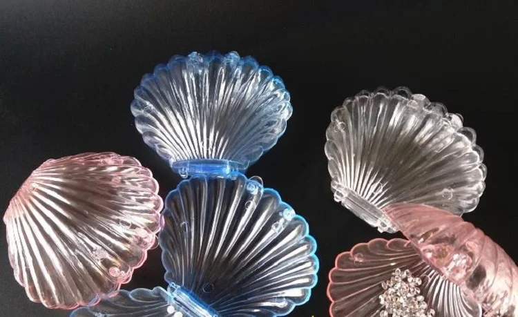 10 шт пластиковая прозрачная подарочная коробка для конфет в виде раковины DIY, Пляжная тема, для свадьбы, дня рождения, вечеринки, для детского душа, подарочное украшение