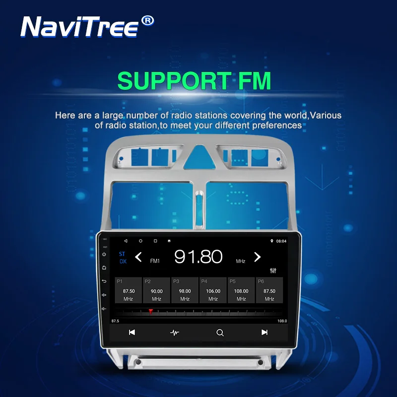 Автомагнитола NaviTree Android9.0 для peugeot 307 307CC 307SW 2004-2013 WiFi Bluetooth gps навигация