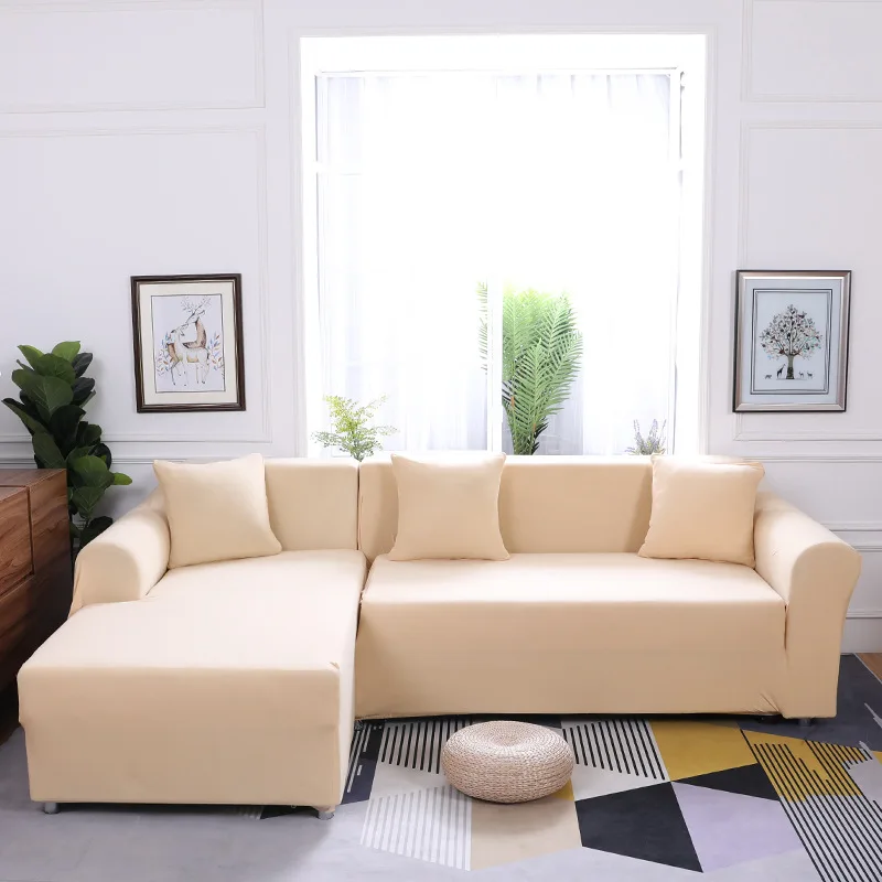 

Elastic Polyester Sofa Cover for Liveingroom Milk Silky Stretch Fabric Fabric Protective Cover 1/2/3/4 Seat