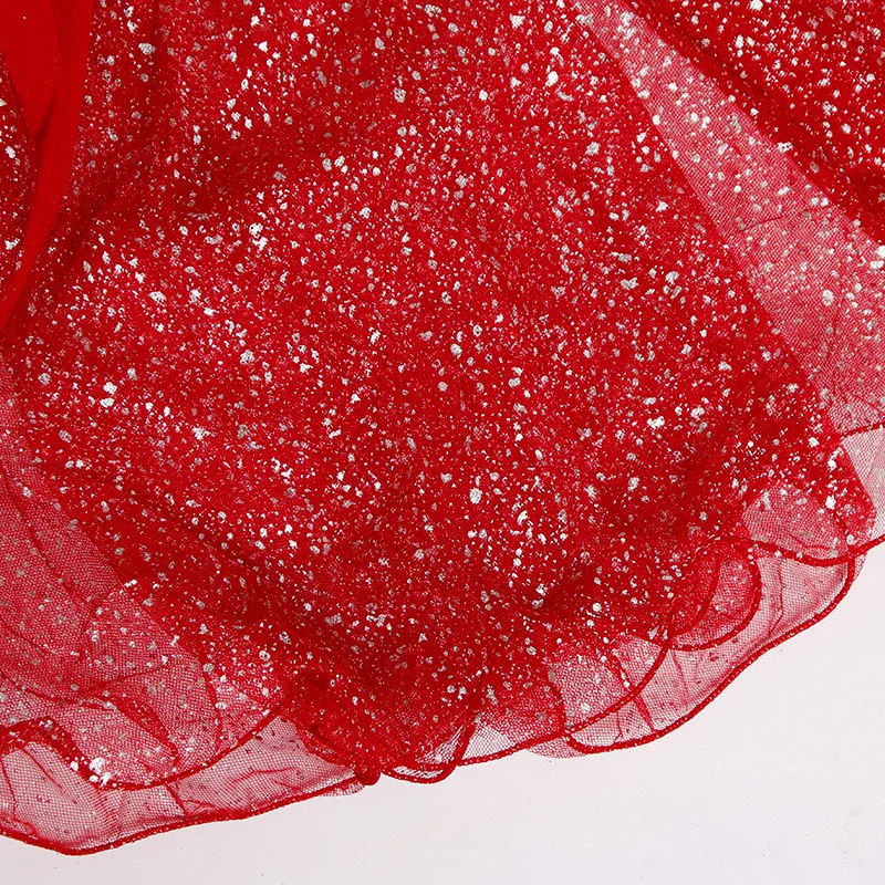 Женская юбка для танца живота красная с блестками модель DNV11827 | Тематическая