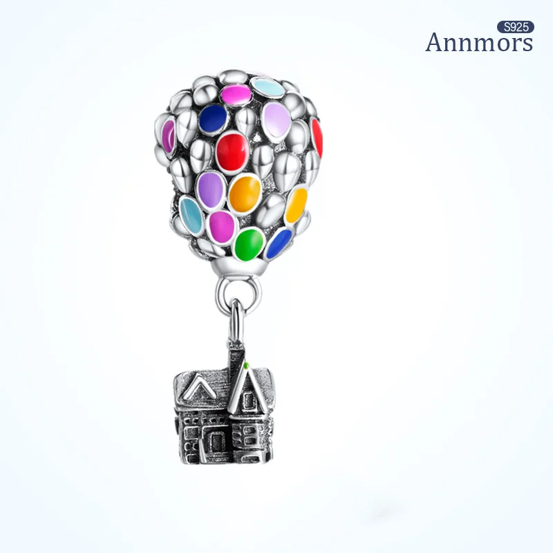 

Hot Air Balloon Bring The House Charms Colorful Enamel Pendant Fits Pandora Original Bracelet Silver Plated Jewelry Charms