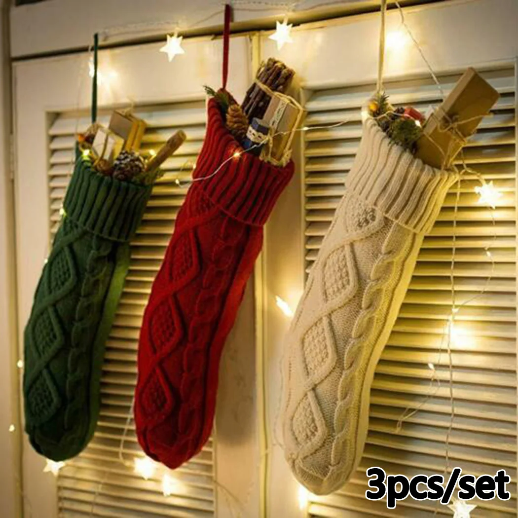 

Candy Bag Christmas Stocking Set Party Home Ornaments 3pcs/set Decoration Socks Hot