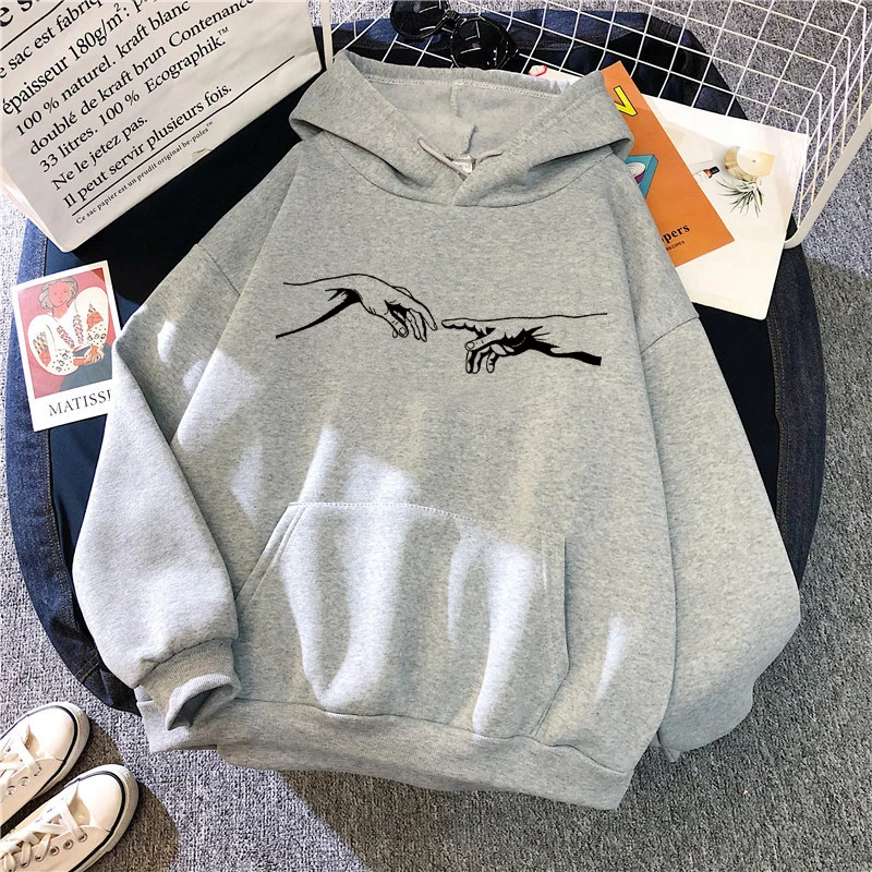 

Women Hoodies Sweatshirts Thickening Streetwear Drawstring Winter Female Pullover Casual Loose College Style Casual Hoody Ladies