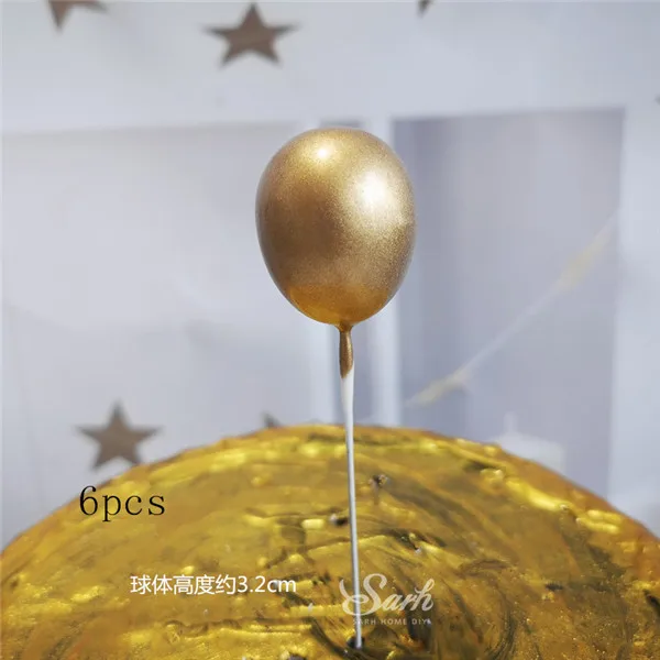 6pc 2.5cm gold Золотые, серебряные лазерные воздушные шары с облаками «С Днем Рождения», топпер для торта, вечерние украшения, десерт, прекрасные подарки - Цвет: 6pc 2.5cm gold