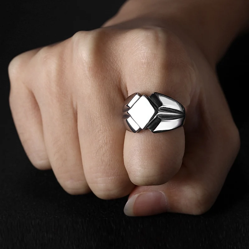 Мужское кольцо из нержавеющей стали Скандинавское винтажное античное черное