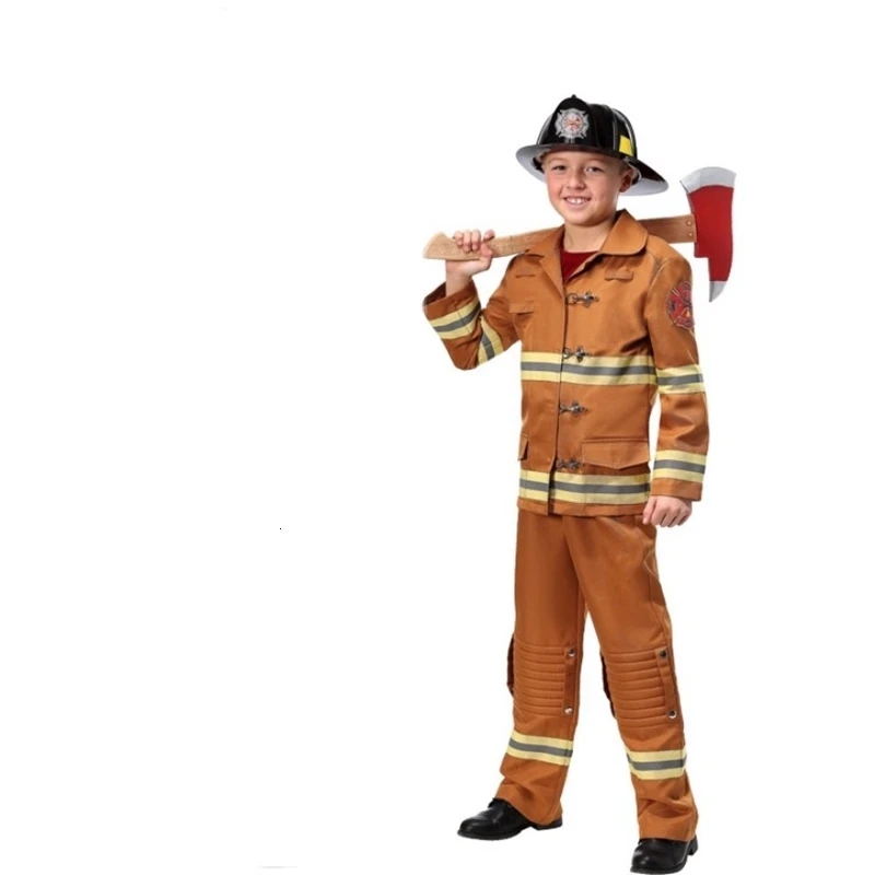 Новинка косплей пожарного костюмы на Хэллоуин для взрослых и детей униформа