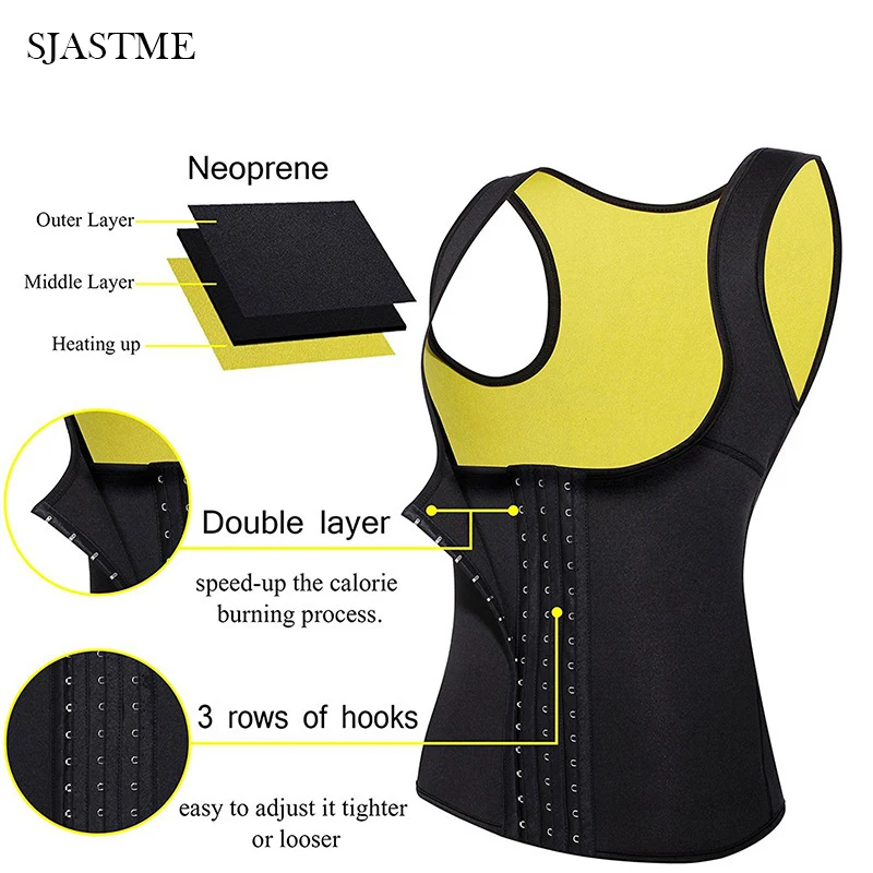 SJASTME женский неопреновый жилет для тренировок по талии корсет майка сауны