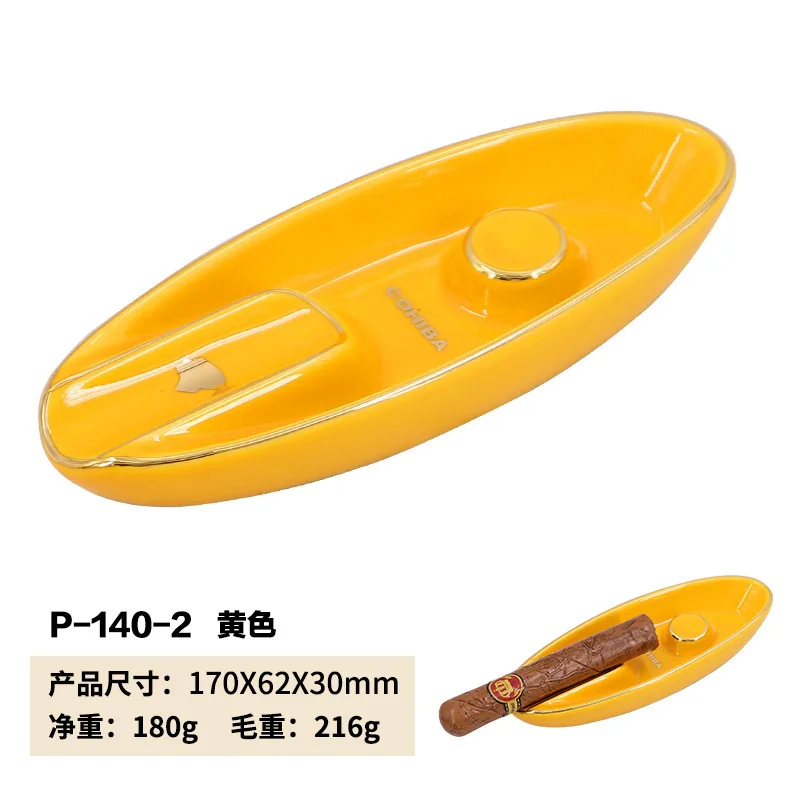 Новинка 1 шт. керамическая аштра для сигар в форме лодки окрашенная золотая линия