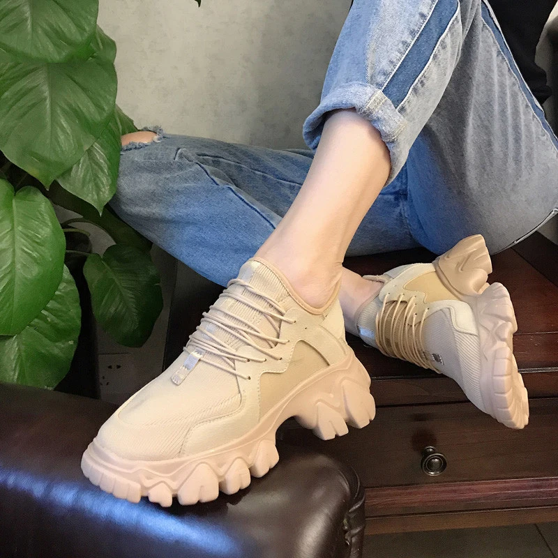 

Кроссовки женские на платформе, Вулканизированная подошва, массивные, для бега, спортзала