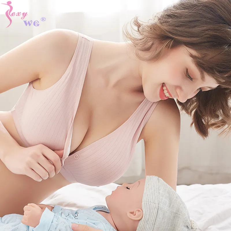 

SEXYWG Cotton Nursing Bra Summer Breathable Breastfeeding Bras for Women Maternity Bra Plus Big Size Easy Feeding Bra Wire Free