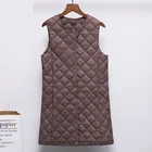 Клетчатый длинный женский жилет NewBang из матовой ткани, ультралегкий пуховой жилет, Женский приталенный жилет без рукавов, куртка без воротника