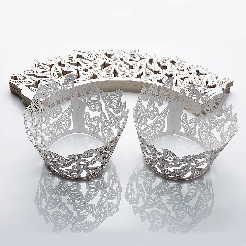 50 шт. бабочка лоза лазерная резка обертка для кексов DIY лайнер чашка выпечки