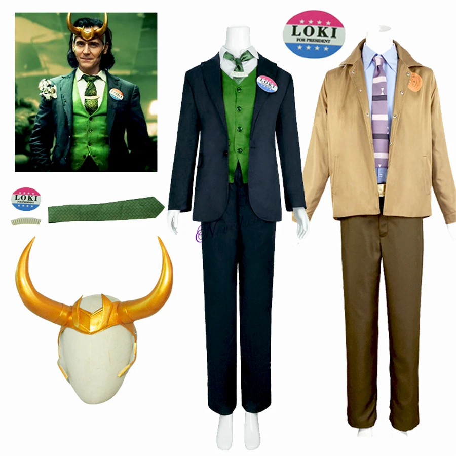 2021 Loki костюм для косплея шлем женщин и мужчин Laufeyson ТВ версия Бога зла Униформа