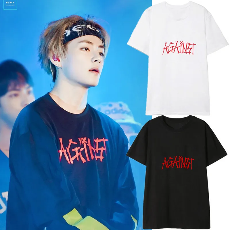 

Футболка Мужская/женская с V-образным вырезом, модная рубашка в стиле K-POP, уличная одежда в стиле Харадзюку, с коротким рукавом, в Корейском с...