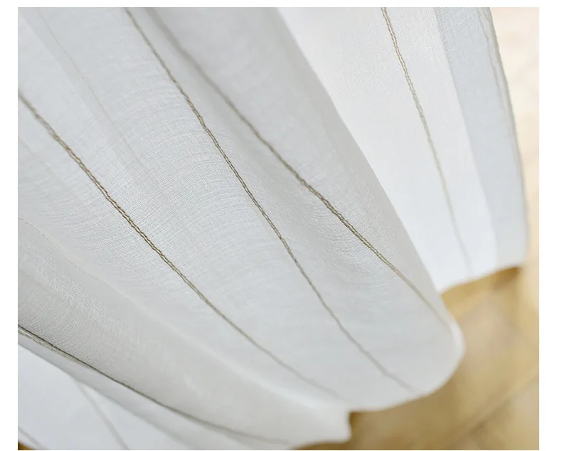 New Window curtain white striped custom window screen cotton and linen gauze hotel living room balcony bedroom | Дом и сад