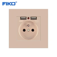fiko 16a eu french wall power standard with usb gold pc panel household wall power socket with dual usb ports86mm86mm