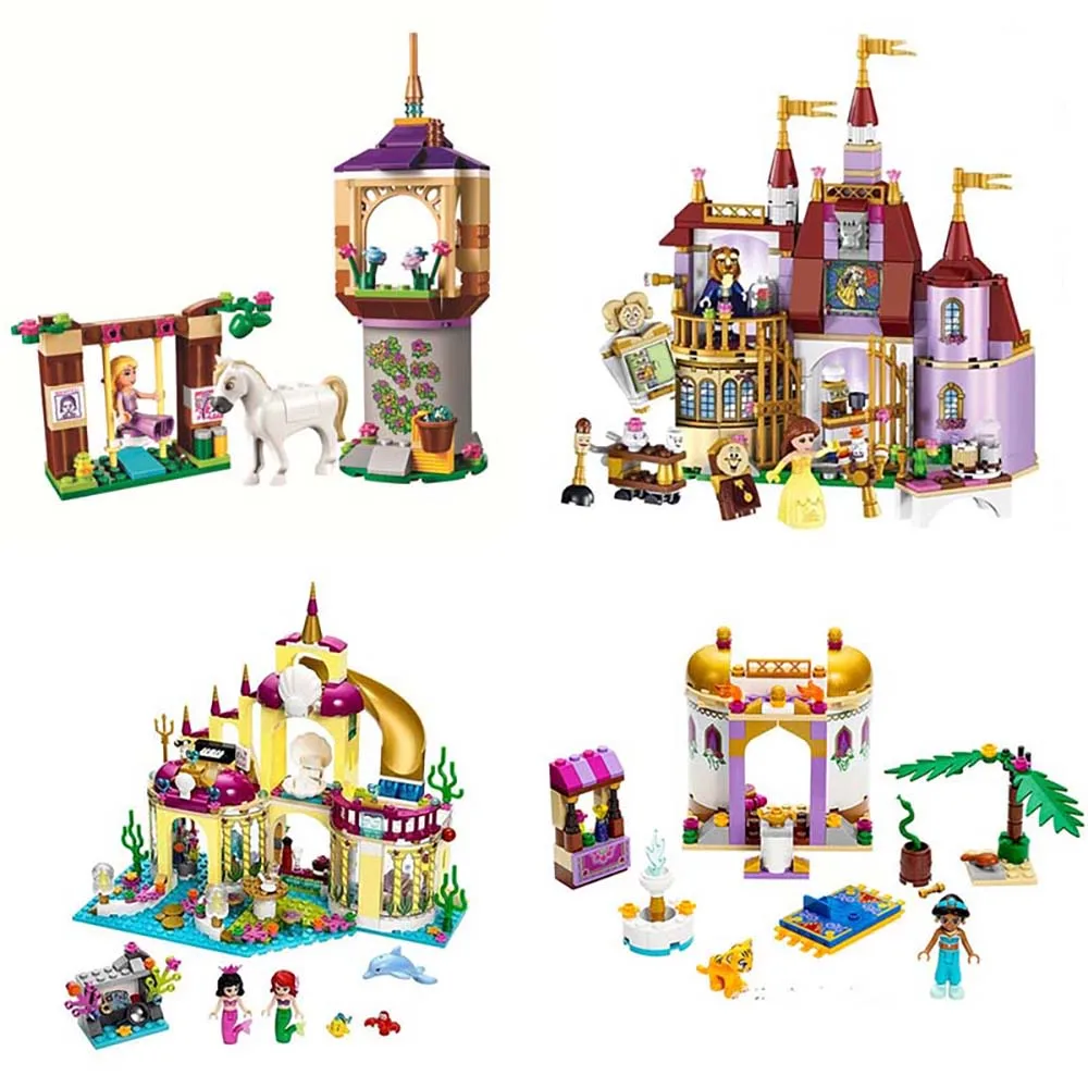10436 383 шт. строительные блоки серии Принцессы Disney Belle Princess Ariel Rapunzel Castle 10434 10564 10565