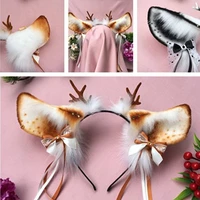 new sweet lovely christmas deer ears elk ears horn hairhoop headwear for girl lolita christmas cosplay costume accessories