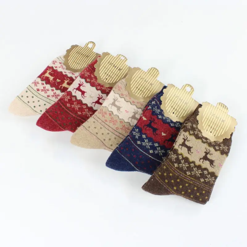 Harajuku Socks Autumn Winter New Cartoon Elk Snowflake Christmas Stocks Fashion Sweet Thick For Womens | Женская одежда