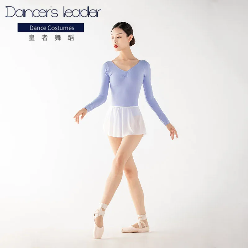 Балетное трико для женщин купальный костюм с длинным рукавом однотонный