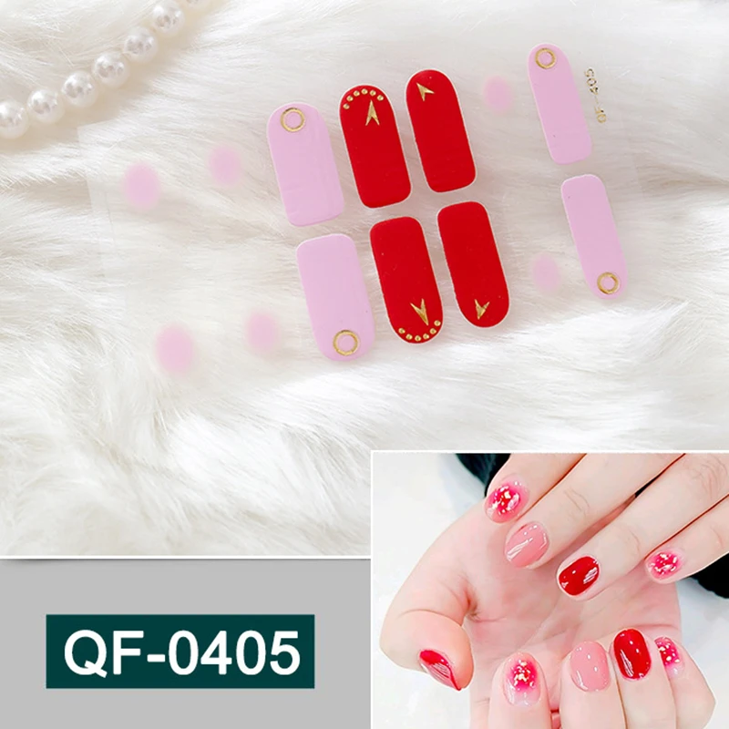 14 типов/лист красота ногтей наклейки сердце блеск обертка для многоцветный