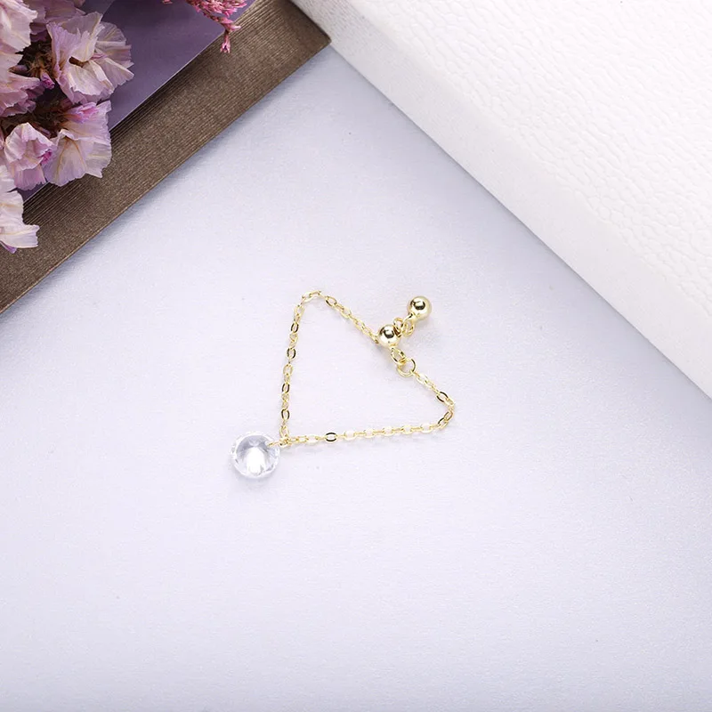 Женское кольцо цепочка из серебра 925 пробы с цирконом|Кольца| |