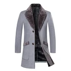 Мужское шерстяное пальто средней длины, мужское зимнее пальто с меховым воротником, мужской зимний Тренч, Manteau Homme Hiver