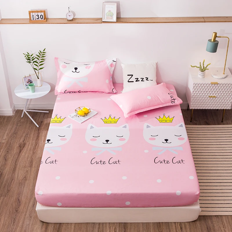 

Cartoon Fitted Sheet Kids Bed Linen Queen Full Twin Size Mattress Protector Cover Home Bed Sheets No Pillowcase 150x200 Cm