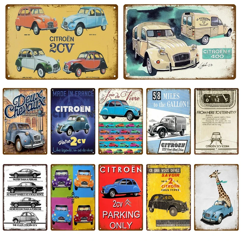 Ретро 2CV автомобилей Citroen металлический знак Олово гаражный доска декор для стен