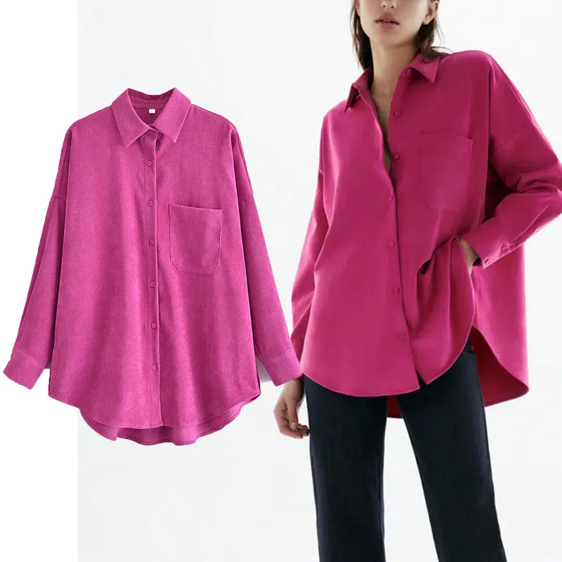 

Женская однобортная блузка ZA, Повседневная рубашка с отложным воротником и длинным рукавом, однотонная блузка, весна-лето 2022