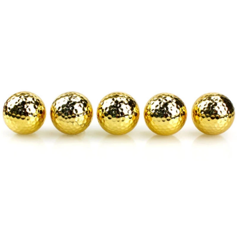 

6PCS Two Layer Golden Golf Balls Golf Practice Balls Training Two Pieces Balls As Gift