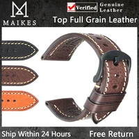 maikes 100 cow leather watchband mens vintage italian cowhide watch band 20mm 22mm 24mm accessories brown watch strap
