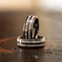 vintage men%e2%80%99s 8mm black stainless steel jewelry inlay elk antler ring for men engagement wedding band anniversary gift for him