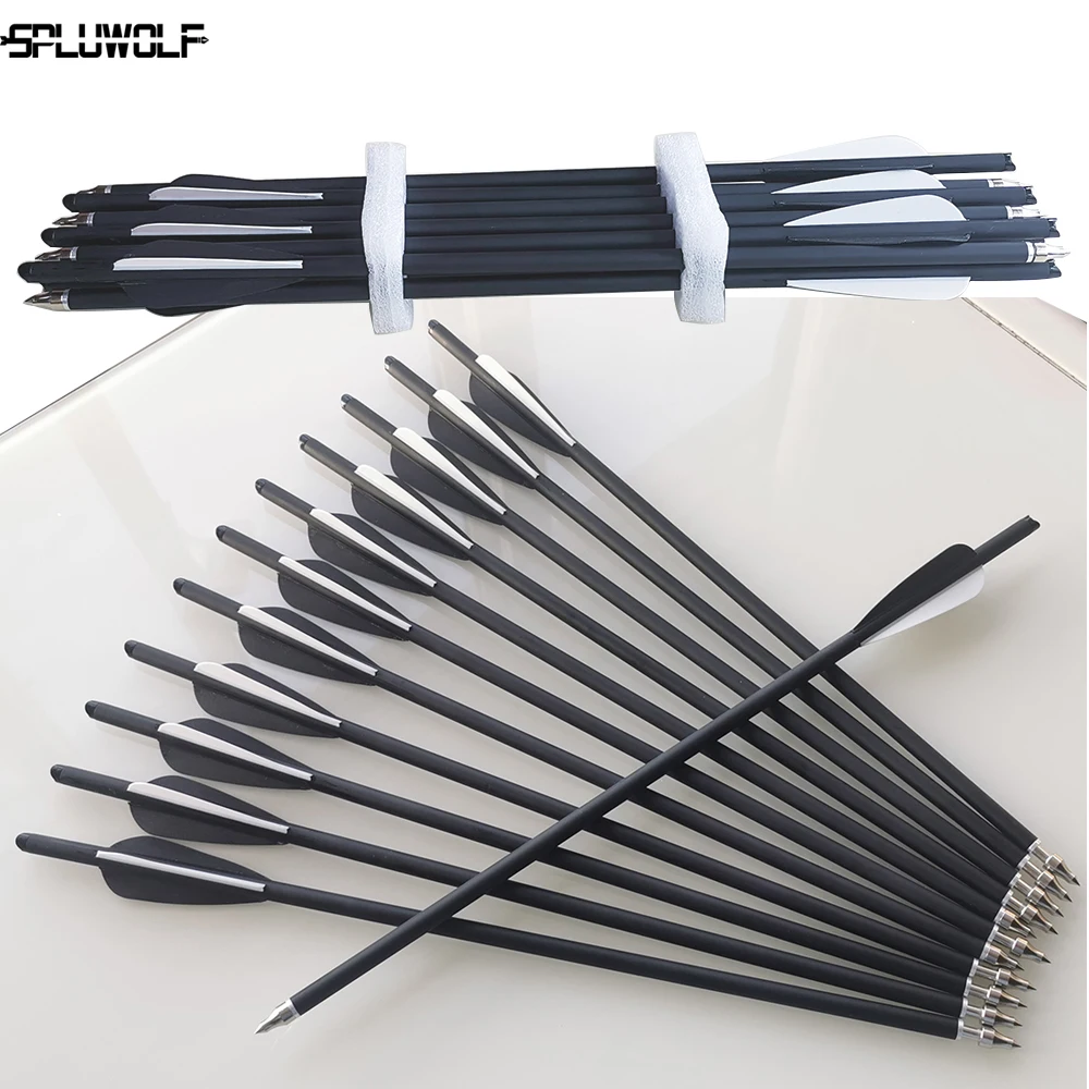 6 шт. 12 карбоновые арбалетные стрелы с 4 &quotперьями для стрельбы из лука болты