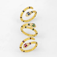 1pcs gold color cubic zirconia crystal snake open finger ring egypt fine women luxury jewelry