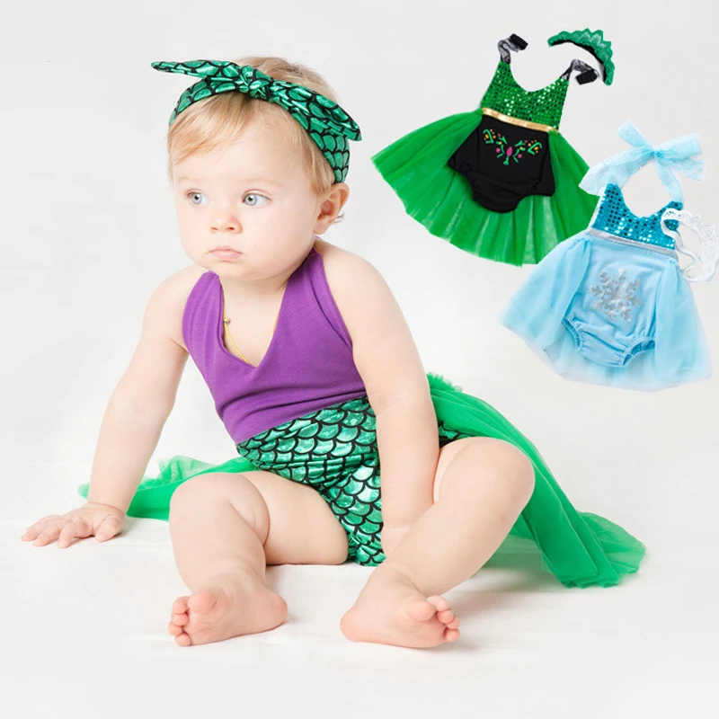 Модный боди для новорожденных девочек с русалочкой забавные Комбинезоны детей