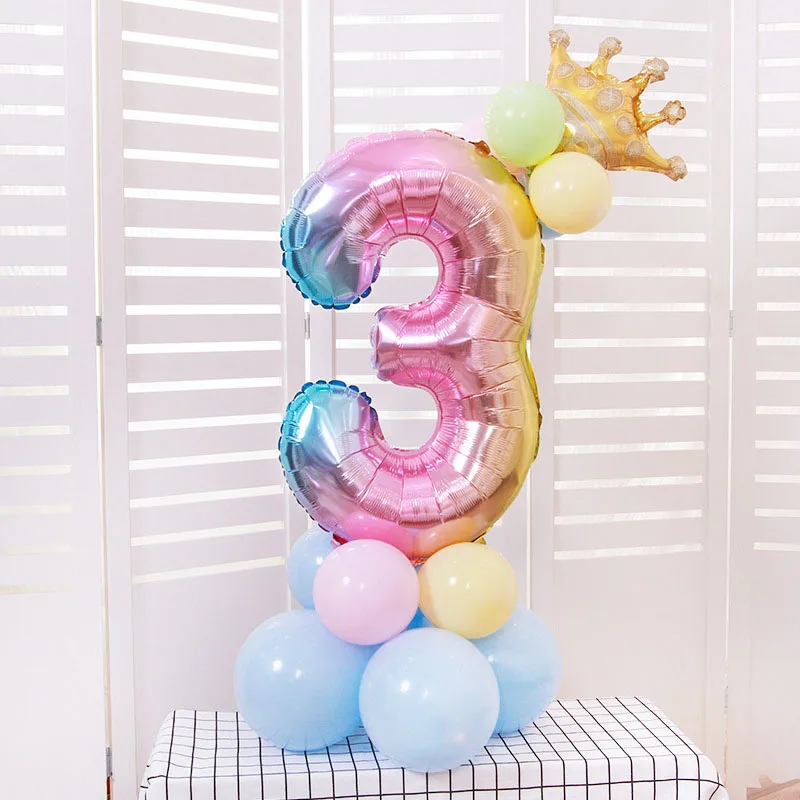 

1PCS Number Aluminium Foil Balloons Digit air BalloOn Kids Birthday Party Festival Party Anniversary Crown Decor Supplies