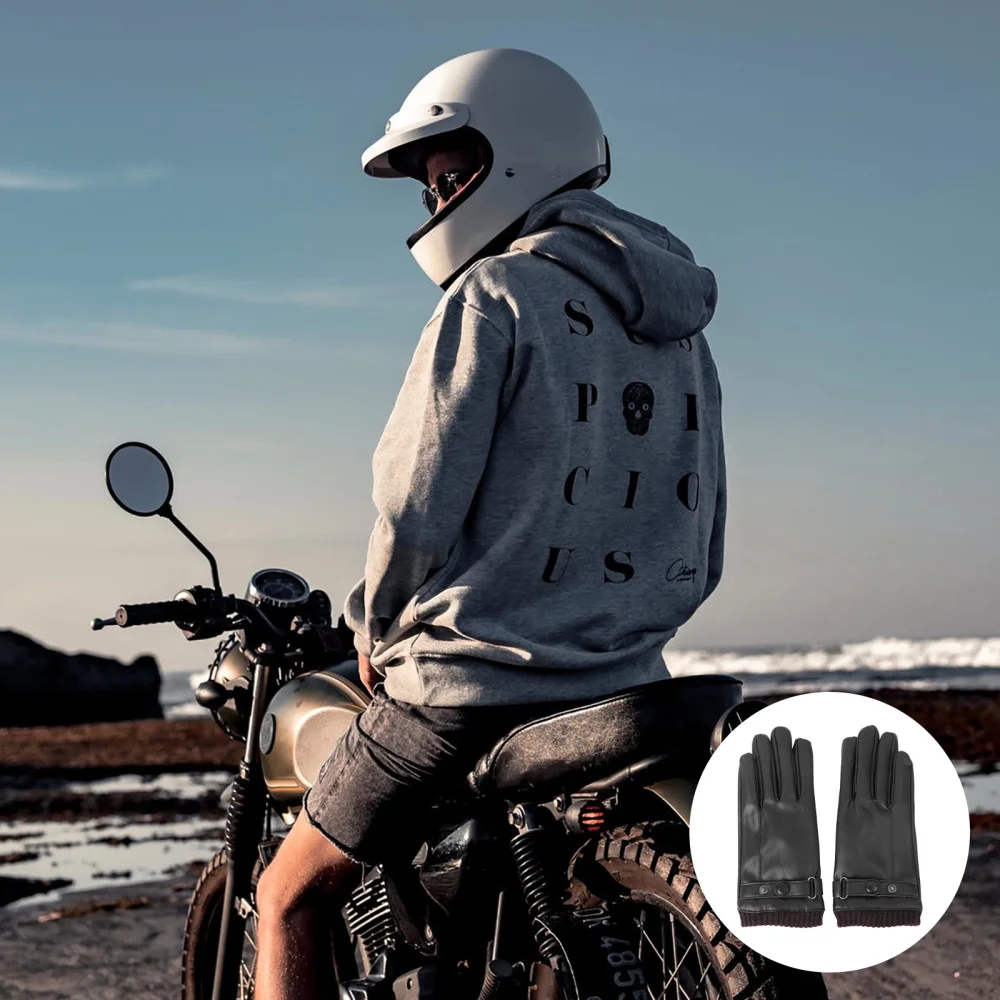 

Winter Leather Protective Thicken Riding Touch Screen for Travel Outdoor (Black)