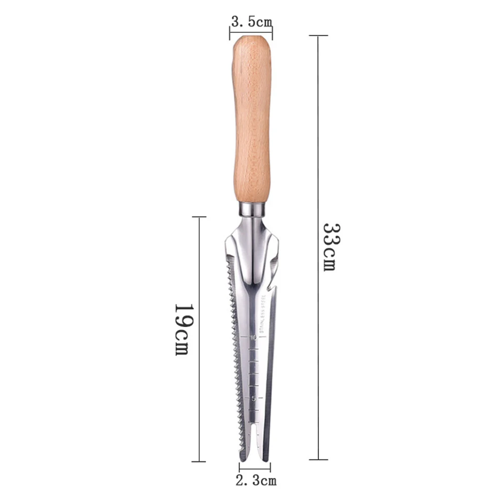 

Stainless Steel Weeding Shovel Household Garden Mowing Fork Sharp Environment Anti-rust Solid Wood Handle Weeding Machine#22