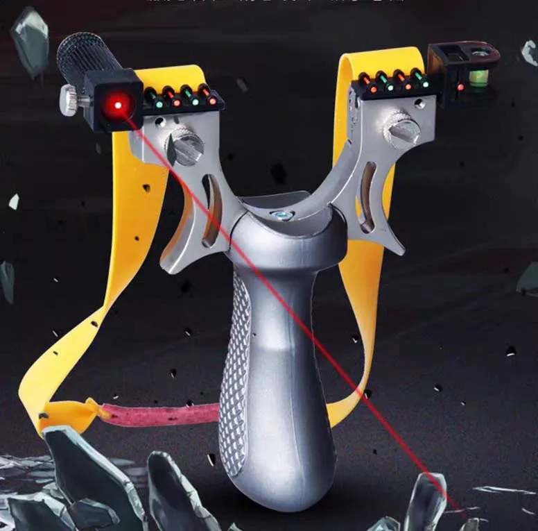 

New Resin+alloy Slingshot Catapult With Flat Rubber Band Outdoor Hunting Shooting Slingshot Laser Aiming Slingshot