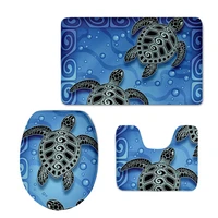 2021 new overcoat toilet seat cover hawaii sea turtle printed bathroom accessories washable floor rugs carpets bath mat 3pcsset