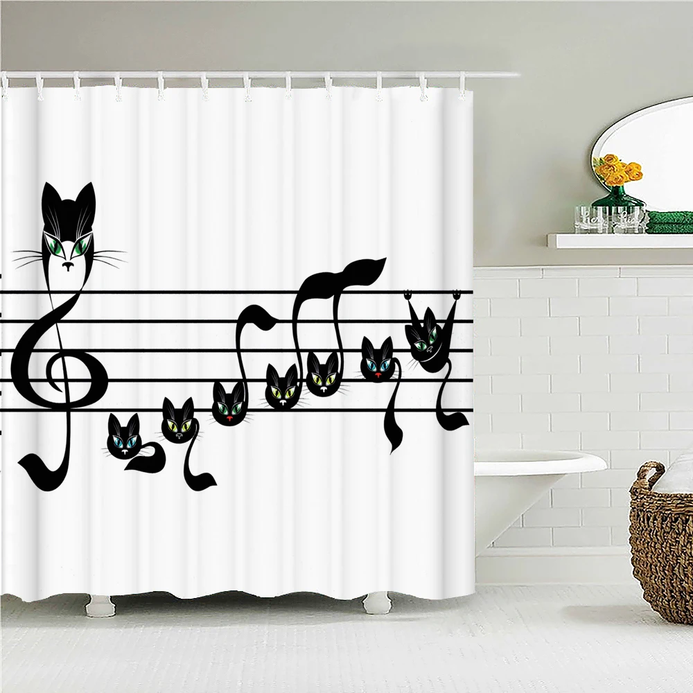 Забавная Милая душевая занавеска с котом забавная музыкальная