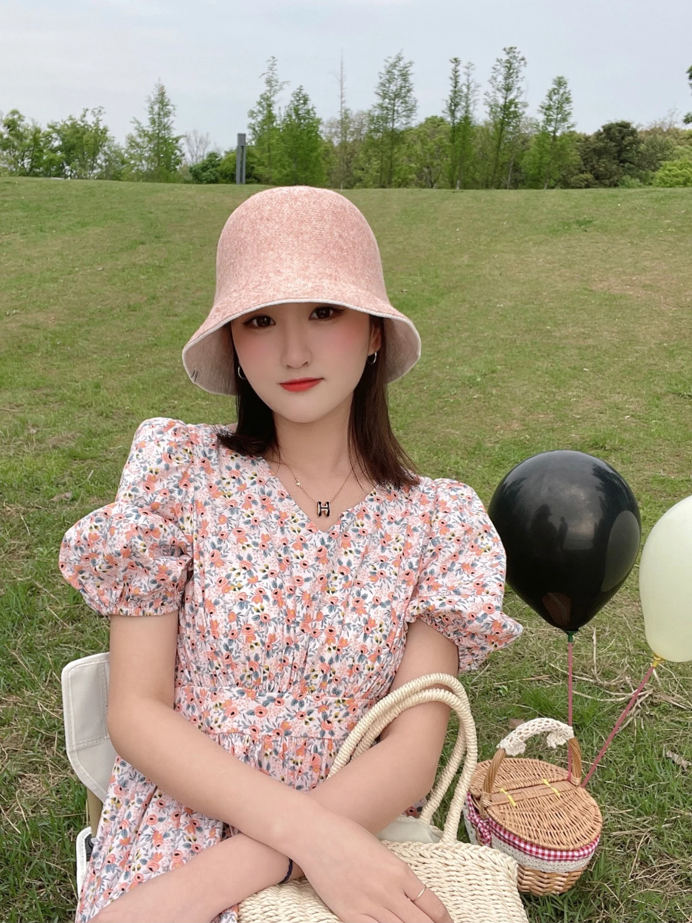 

2021 Spring Double-sided Bucket hat Female Wild Casual Woven Bell-shaped Basin hat Korean Sunscreen Fisherman hat