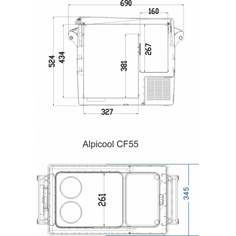 Холодильник автомобильный Alpicool CF55 (55L) Двухкамерный 12/24/110/220V |