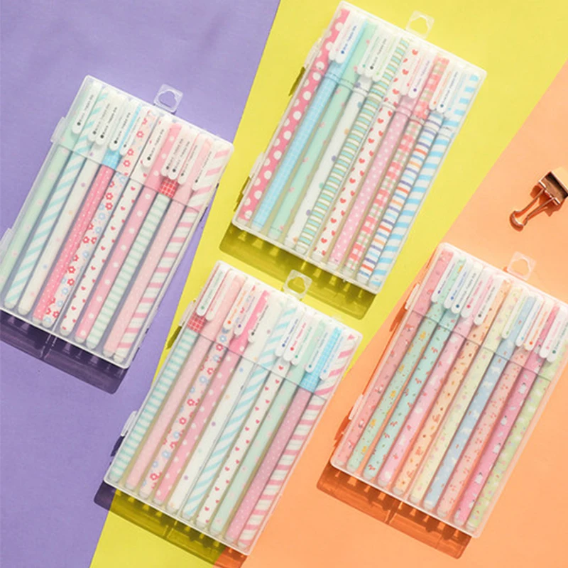 10 Pcs/Set Color Pen Flower Animal Starry Star Flora Colored friction Gel 0.5mm Cute pens school Kawaii Korean Stationary | Канцтовары